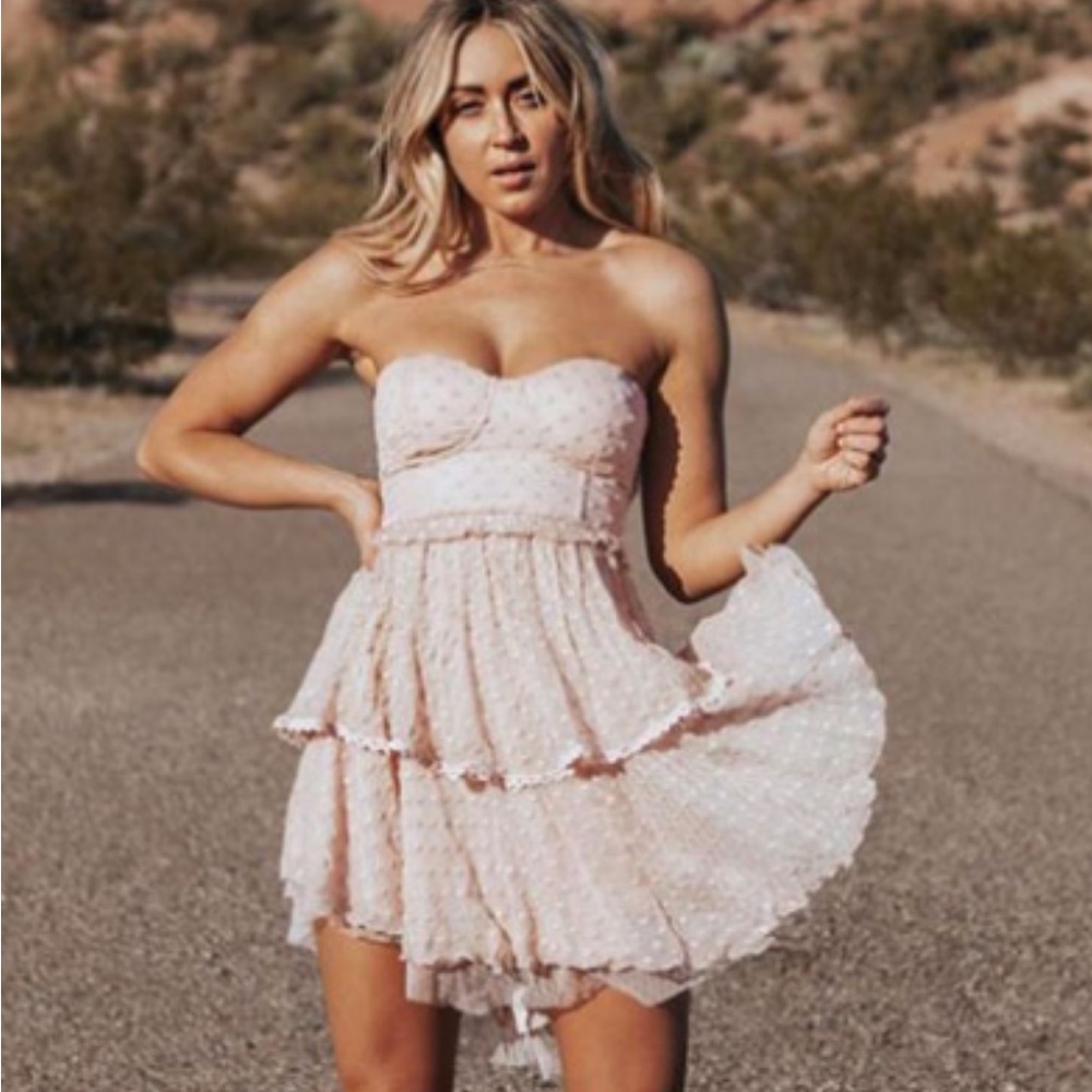 Elegant Strapless Pink Dress